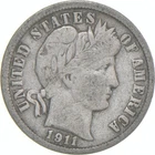 1911-S Barber Dime 90% Silver Average Circ *9171