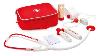 Hape Kids Doctor Playset 7 Pieces Carry Bag Stethoscope Thermometer Toy