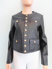 CELINE Black Lambskin Gold Blason Button Jack...