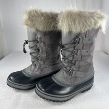 Sorel Joan of Arctic Waterproof Winter Boots Girls SZ-2 Quarry/Black CLEAN EUC