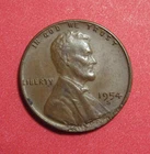 1954 S Lincoln Wheat Cent Mint Error - Lamination Loss
