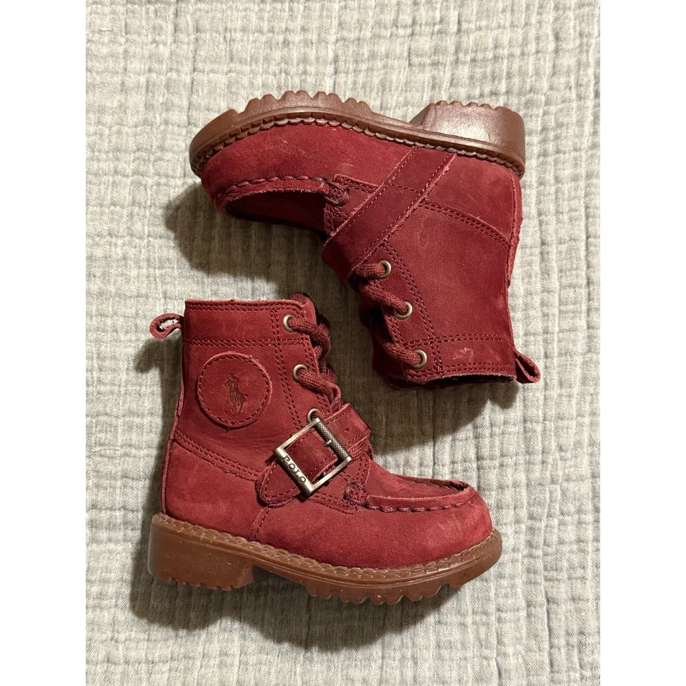 Ralph Lauren Polo новый без ЯРЛЫКОВ Ranger HI II ребенка ясельного возраста мальчика ботинки бордовая замша размер 4,5 - Изображение 2 из 4
