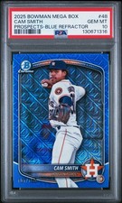 2025 Bowman Mega Box Prospects Cam Smith Blue Refractor /150 #48 PSA 10 GEM MINT