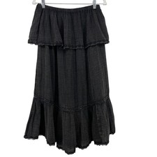 Daily Practice Anthropologie Size Small Kona Dress Black Cotton Gauze Ruffle