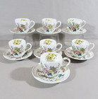 Set of 7 Spode Gainsborough Demitasse Espresso Cups and Saucers Made in England