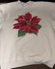 vintage Lee Heavyweight Christmas Poinsettia Sweatshirt Large