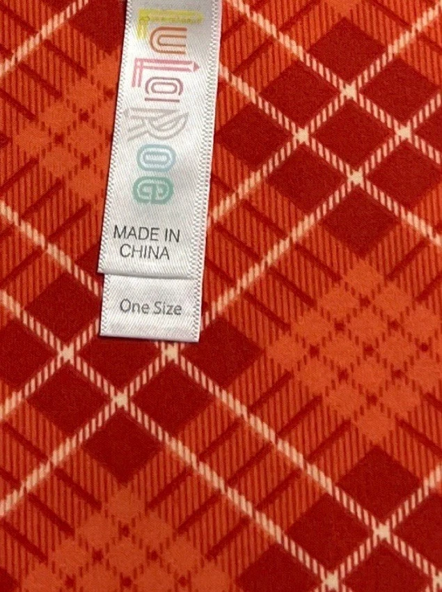 Leggings LuLaRoe OS Talla Única NARANJA SALMÓN Otoño Otoño Cuadros Cuadros Rayas Tartán Foto 4 de 4
