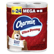 Charmin Ultra Strong Toilet Paper 6 Mega Rolls 220 Sheets 4X Stronger