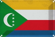 Blechschild 20x30 cm der Komoren Comoros Vintage Flagge Fahne Wappen Deko Gesche