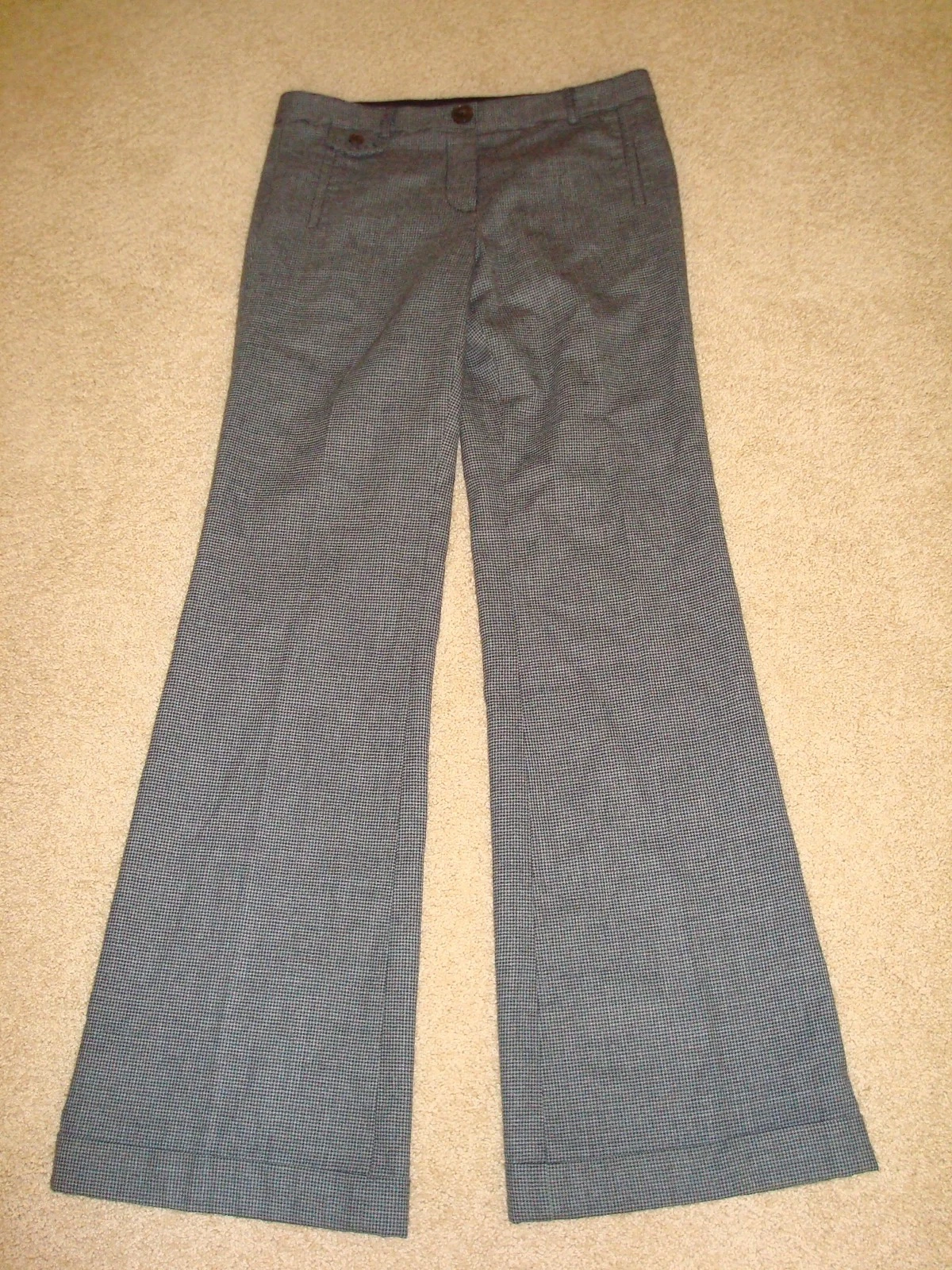 Pantaloni Tory Burch Curtis Mini a quadri con pied de poule grigio melange nuovi con etichette $295 10