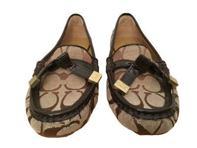 Coach Women Coach Frida logo pattern loafers size 9 a brown & tan main image 0