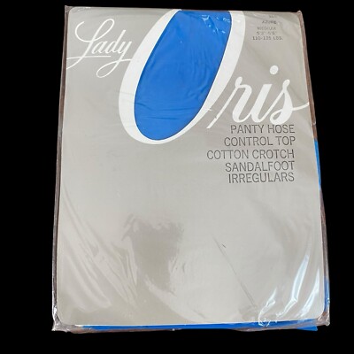 Lady Oris Pantyhose Women's Medium Azure Blue Control Top Sandalfoot Irregulars