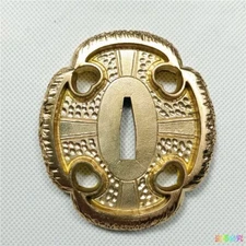 Nice Copper Brass Carved Tsuba Guard Handguard Japanese Tachi Sword Katana Parts