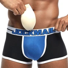 JOCKMAIL Mens Padded Enhancing Underwear Push Up 3D Cup Bulge Boxers Trunks