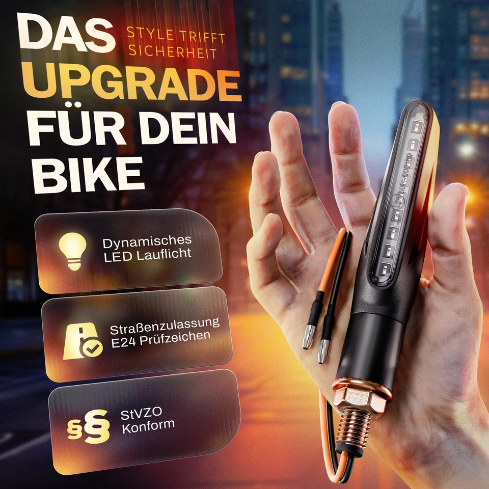 Binego® 4x LED Blinker Motorrad E Geprüft Lauflicht Universelle Blinkleuchten - Bild 2 von 4