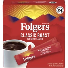 Folgers Classic Medium Roast Instant Coffee (24 Single Serve Packets/Box)