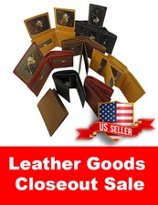 Genuine Leather wallet card case bifold trifold checkbook WHOLESALE LOT of 5 1