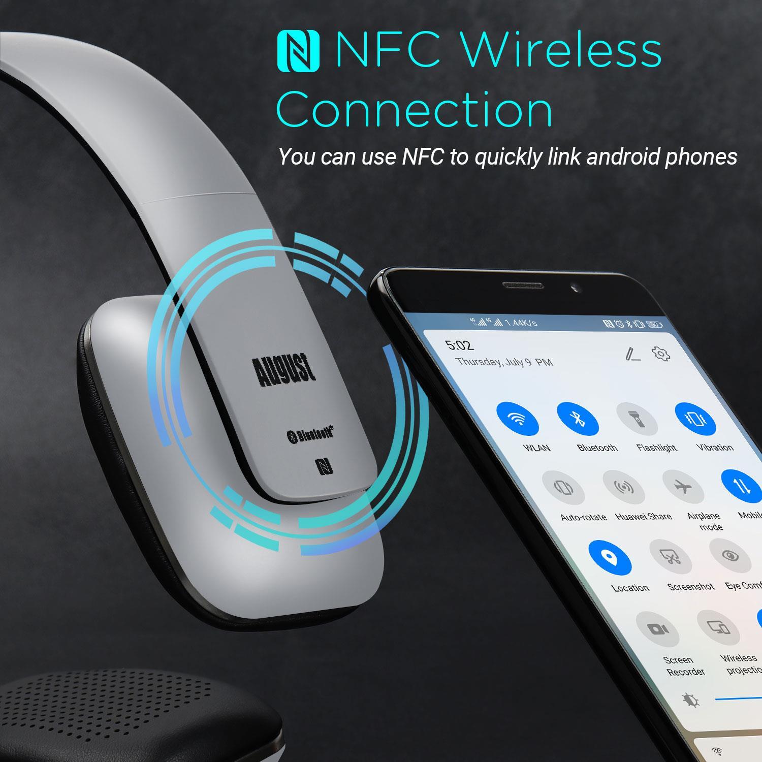Cuffie Stereo Bluetooth Wireless Ricaricabili - August EP636 Argento foto 3