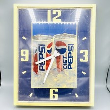 VTG 90s Pepsi Diet Pepsi Wall Clock Quartz Promo Tested And Working 18" X 14.5"
