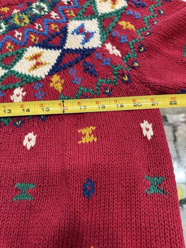 Vintage Northern Isles Sweater Size L Hand Knitted Textured Colorful Coogi Cosby - Picture 13 of 15
