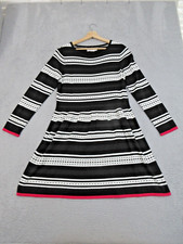 Eliza J Sweater Dress Women XL Black White Stripe Knit Mod Preppy Cozy Color Pop