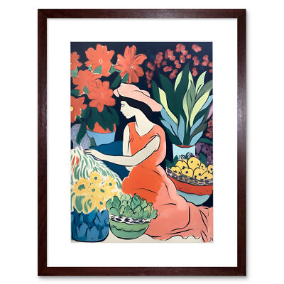 Danish Pastel Aesthetic Matisse Flower Market Watercolour Framed Art Print 12X16