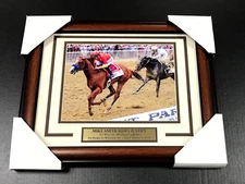 MIKE SMITH JUSTIFY BELMONT STAKES FRAMED 8X10 STEINER PHOTO 2018 TRIPLE CROWN 