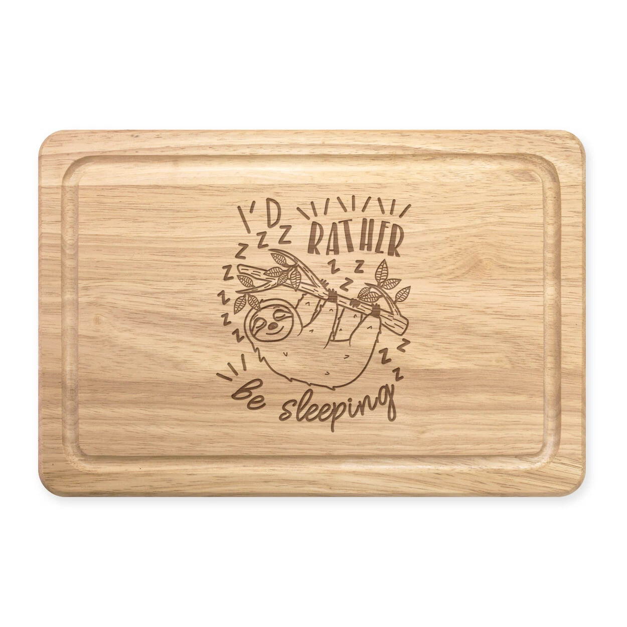 I'd Rather Be Sleeping Sloth Rectangular Wooden Chopping Board Funny Animal Lazy
