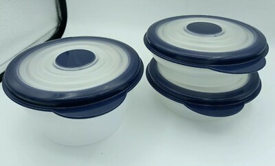 TUPPERWARE Stuffables (3) Bowls Storage Containers Cup Capacity Blue New