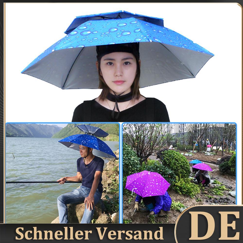 APL Ombrellone da Pesca Pieghevole Copricapo Ombrello Cappello Protezione UV Cappellino (Blu