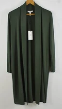 NWT H HALSTON Thyme Green Open-Front Lightweight Knit Long Cardigan Duster XS