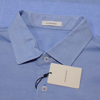 Oliver Ridley NWT Long Sleeve Polo Shirt Size L in Light Blue Cotton Blend