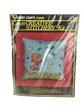 Vintage Vogart Crafts Crewel Stitchery Pillow Kit Butterflies Are Free 2441