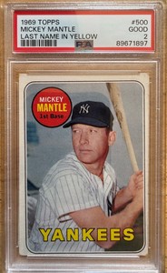 Mickey Mantle 1969 Topps #500 Base (Last Name in Yellow) Price Guide ...
