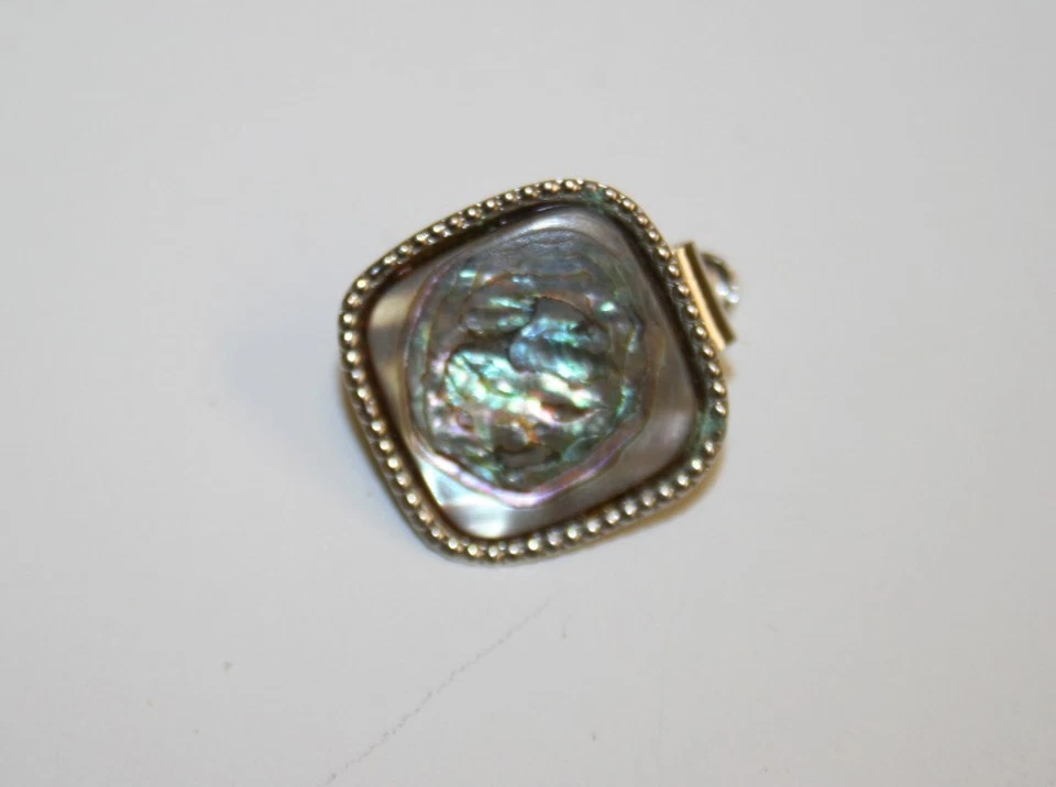 WOW Vintage Beautiful Men's Dress Abalone Shell MOD Tie Clasp Bar RARE - Image 2 of 4