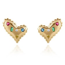 Cute Gold Heart Stud Earrings for Women 14K Gold Plated Dainty Love Heart Stud E