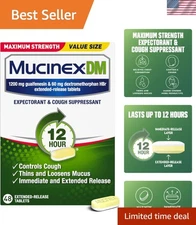 Long-Lasting Cold & Cough Relief for Adults - DM 12Hr Medicine to Clear Mucus