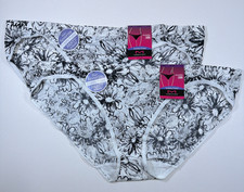 Maidenform Barely There Invisible Look Bikini Panty 2XL Black Floral 2 Pk DMBTBK