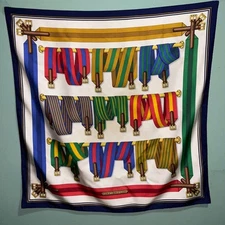 Hermès HERMES Metz Les Sangles Silk Square Scarf 90cm 35”