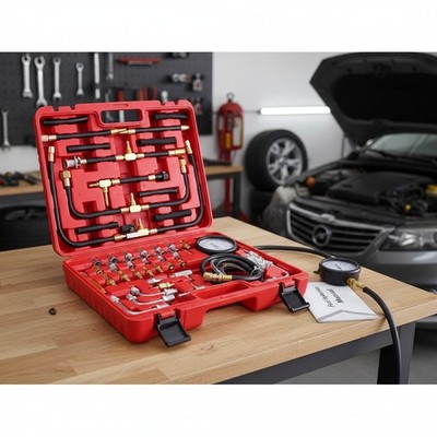 Deluxe Automotive Fuel Injection Pressure Tester Kit - 0-140 PSI Readings