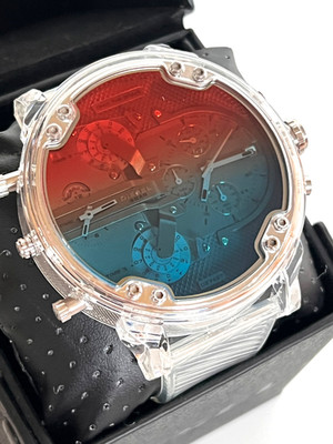 DIESEL DZ7427 Mr.Daddy 2.0 Clear Polyurethane Strap Multi Zone Mens Watch $350