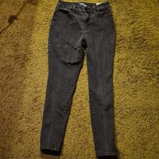 Time And Tru High Rise Skinny Black Jeans 5-Pocket Button Accent Denim