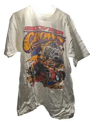 Vintage 90 s USAC Silver Crown Racing  Feel the Thunder  Racing Tee Shirt - XL