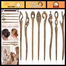 8 Pcs Wooden Hair Sticks Chopsticks for Women - Classic Pattern, Elegant Hair Ac