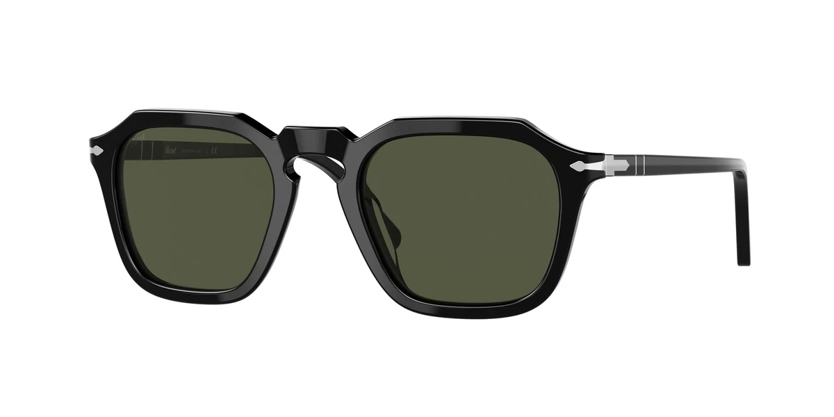 PERSOL PO3292S 95_31 Square Black Green 50 mm Unisex Sunglasses