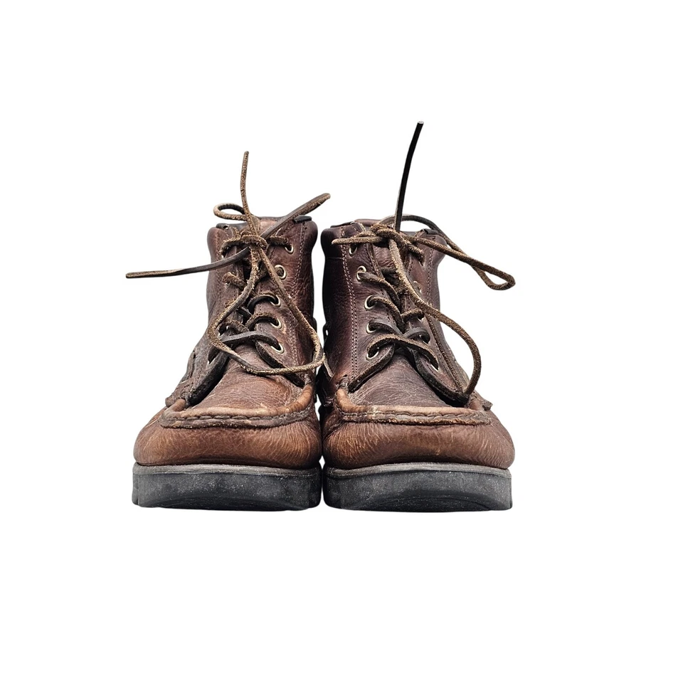 American Eagle Women's Size 10 M VTG Dunkirk Brown Leather Moc Toe Boots Shoes - Image 2 of 4