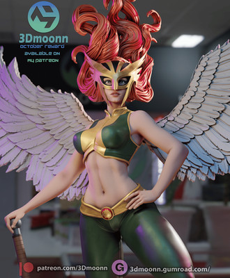 Hawkgirl, DC, 1/4-1/24, Unbemalt, 3D-Druck, Figur, Statue, 3Dmoonn