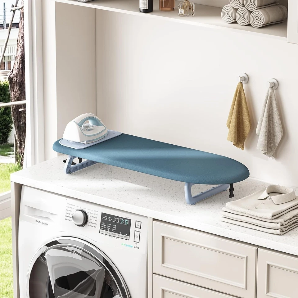 Tabletop Ironing Board Small Foldable Ironing Board with Iron Mat Blue - Image 4 of 4