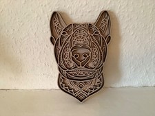 english bull terrier wooden wall sculpture art