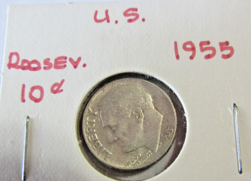 1955 P  Philadelphia Roosevelt Dime US 90% Silver 10c 10 CENTs  Coin 📸AS PICX📸
